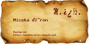 Micska Áron névjegykártya